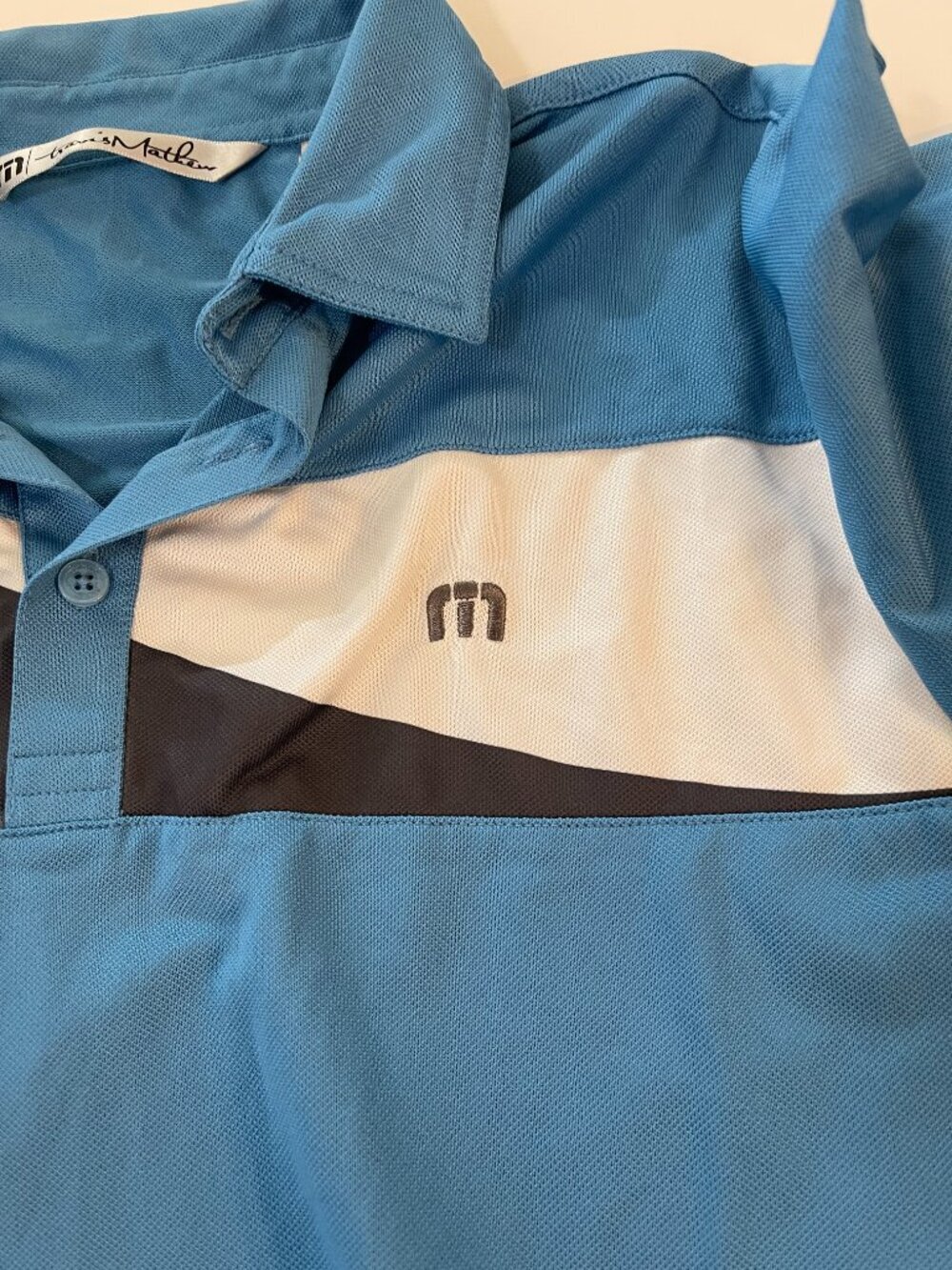 TravisMathew Blue Colorblock Golf Polo Shirt Men’s Small - Picture 5 of 9